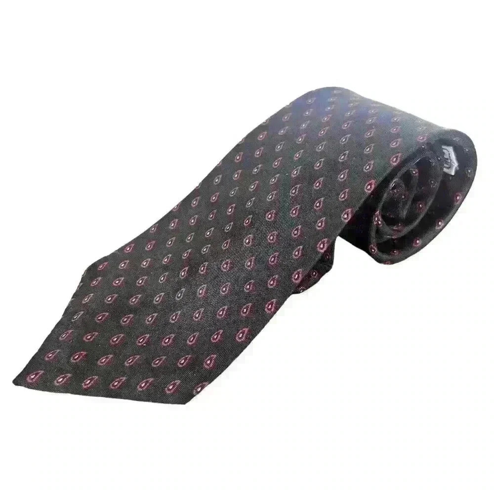 Hardy Amies Black  Paisley 100% Silk Tie Necktie 3.5”‎ Wide